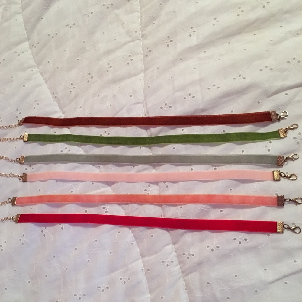 6 assorted color velvet chokers